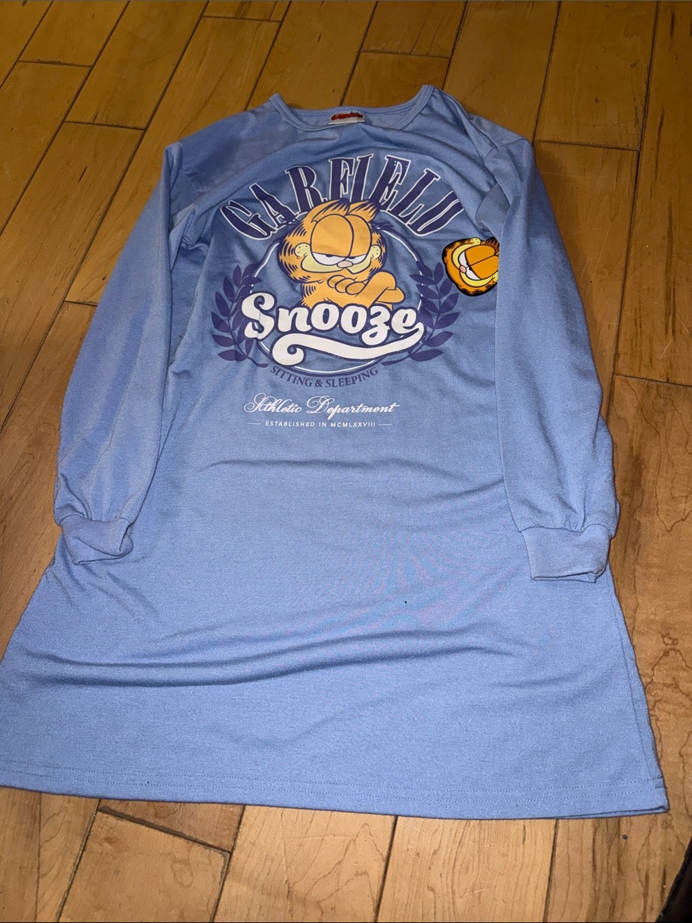 Garfield Light Blue 'Snooze' Kids Long-Sleeve Hoodie Dress